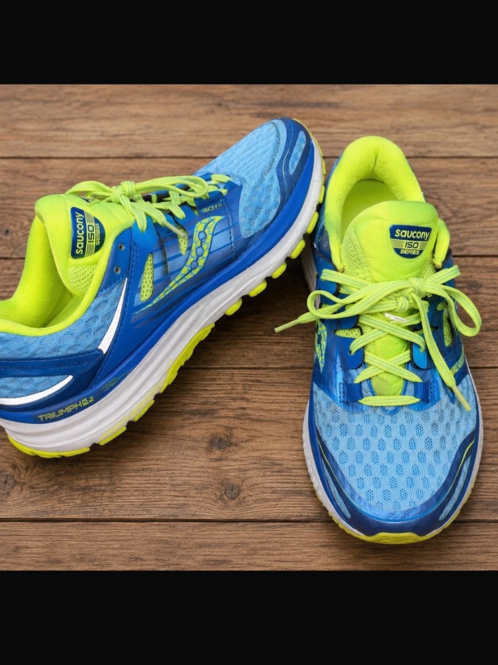 Saucony Women's Blue and Neon Yellow Running Shoes